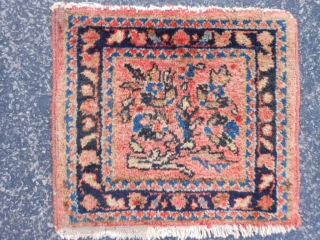 Persian Lilihan small mat, 12" x 13" (.31 x .33), circa 1920, good condition, I washed this piece, both ends overcast            