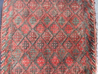 Persian Baluch Balisht bag, late 19th century, 1-6 x 2-9 (.46 x .84), good condition, 3 shades of red, blacks and browns oxidized, cruciforms, rug was washed, plus shipping.    