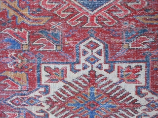 Persian Karaja, circa 1930-40, 3-4 x 4-7 (1.02 x 1.40), end loss both ends, full pile,rug has been washed, plus shipping.            