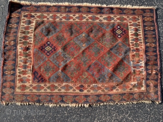 Persian Jaf Kurd bag face, middle 19th century, 2-0 x 3-2 (61 x 97), rug was hand washed, browns oxidized, wear  to foundation in places, fabulous colors, small amount of reknotting  ...