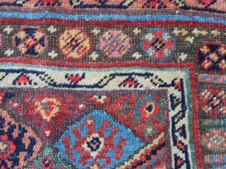 Persian Jaf Kurd Bag Face, 1-9 x 2-1 (.53 x .64), late 19th century, good condition, small hole, I washed this piece.           