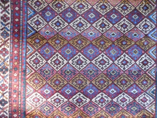 Kurdish, Hamadan region, 3-5 x 7-1 (1.04 x 2.16), circa 1900, wear, minor end loss one end, side cords need wrapping few places, I washed this piece, a Jaf Kurd bag design.  ...