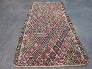 Caucasian Shirvan Kilim, late 19th century, 5-1 x 10-7 (1.55 x 3.23), slit tapestry weave, blacks oxidized, few small animals, original ends, edges need work, clean, weak areas.     