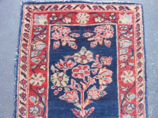 Persian Mohajeran Sarouk, early 20th century, 1-4 x 1-11 (.41 x .58), good pile, original edges and ends, ends overcast, rug was washed, fine weave, one end starting to pull apart (second  ...