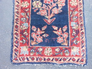 Persian Mohajeran Sarouk, early 20th century, 1-4 x 1-11 (.41 x .58), good pile, original edges and ends, ends overcast, rug was washed, fine weave, one end starting to pull apart (second  ...