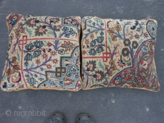 2 Persian Meshed Pillows, early 20th century, 1-6 x 1-6 each (.46 x .46 each), very good condition, clean, plus shipping.            