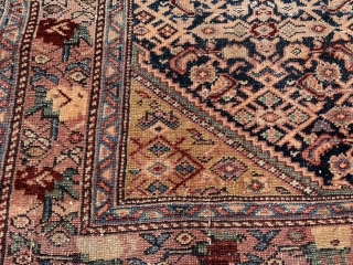 Persian Malayer,  early 20th century,  3-3 x 4-9 (99 x 145), rug was hand washed, minor end loss, floppy handle, fine weave,  very good purple and burgundy,  high  ...