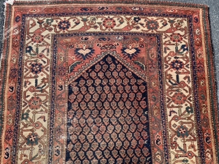 North West Persian, Kurdish, late 19th century, 4-2 x 7-2 (127 x 218), rug was hand washed, small birds, dragon border, wear, ends need little work, edges need little wrapping, small white  ...