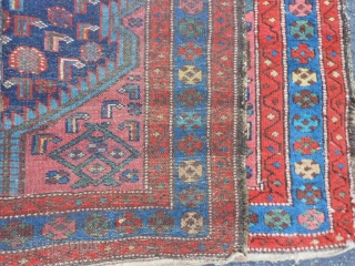 Persian Hamadan, 3-7 x 4-9 (1.09 x 1.45), early 20th century, good condition, good pile, has original selvage both ends, edges need some wrapping, nice colors and design, I washed this rug. 