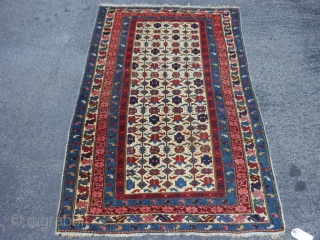 Caucasian Siechour Kuba, Late 19rh century, 3-7 x 5-4 (1.09 x 1.62), very good condition, blacks oxidized, good pile, original ends, original edges, tight weave, good colors, no repairs, rug was washed,  ...