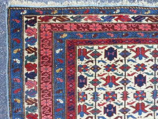 Caucasian Siechour Kuba, Late 19rh century, 3-7 x 5-4 (1.09 x 1.62), very good condition, blacks oxidized, good pile, original ends, original edges, tight weave, good colors, no repairs, rug was washed,  ...