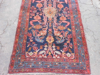 Persian Hamadan, circa 1910, 3-8 x 6-11 (1.12 x 2.11), good condition, original selvage both ends, good pile, original edging (needs little work), I washed this rug.      