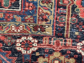 Persian Heriz, early 20th century, 11-8 x 20-8 (356 x 630), very good condition, full pile, original side bindings, original ends, rug was professionally washed, good crisp colors, high definition pics available,  ...