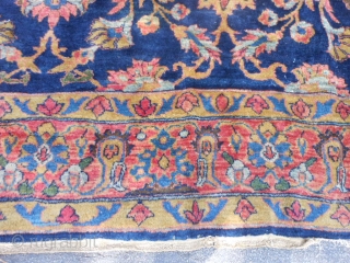 Persian Mahal, early 20th century, 10-6 x 13-6 (3.20 x 4.11), worn, holes, needs wash, plus shipping.                