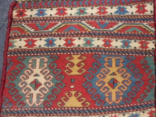 Shah Savan Soumac Mafrash end panel, late 19th century, 1-6 x 1-9 (.46 x .53), good condition, weft wrapping technique, plus shipping.           