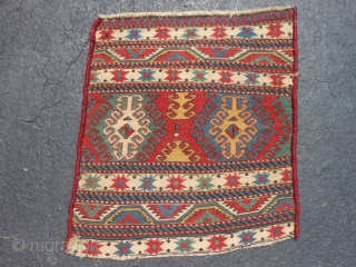 Shah Savan Soumac Mafrash end panel, late 19th century, 1-6 x 1-9 (.46 x .53), good condition, weft wrapping technique, plus shipping.           