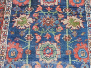Persian Kurd Bidjar, late 19th century, 3-9 x 6-4 (1.14 x 1.93), thick and heavy, rug has been hand washed, wear, missing guard borders both ends, Mina Khani design, great colors, plus  ...
