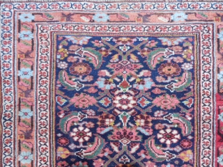 Persian Kurdish Runner, late 19th century, 3-4 x 12-0 (1.02 x 3.66), browns oxidized, rug was washed, decent pile - some wear, ends overcast, abrash main border, good colors, plus shipping.  