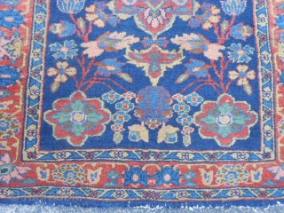 Persian Sarouk, 2-6 x 2-11 (.76 x .89), circa 1930, very good condition, thick pile, fine weave, original edges and ends, ends overcast, I washed this rug.      