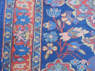 Persian Sarouk, 2-6 x 2-11 (.76 x .89), circa 1930, very good condition, thick pile, fine weave, original edges and ends, ends overcast, I washed this rug.      