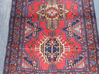 Persian Karaja's Pair, 3-6 x 5, 3-5 x 4-11 (1.07 x 1.52, 1.04 x 1.50), circa 1910, very good condition, good pile, no repairs, original edges, original ends with fringe, fine weave,  ...