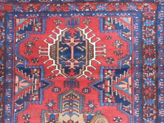 Persian Karaja's Pair, 3-6 x 5, 3-5 x 4-11 (1.07 x 1.52, 1.04 x 1.50), circa 1910, very good condition, good pile, no repairs, original edges, original ends with fringe, fine weave,  ...