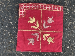 Afghan purse,  early 20th century,  6” x 6” (15 x 15),  both sides different,  cotton/silk,  plus shipping.
           