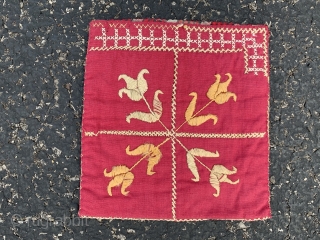 Afghan purse,  early 20th century,  6” x 6” (15 x 15),  both sides different,  cotton/silk,  plus shipping.
           