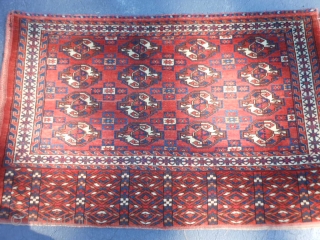  Yomud Chuval, early 20th century, 2-6 x 3-11 (.76 x 1.19), very good condition, full pile, rug was hand washed, fine weave, plus shipping.        