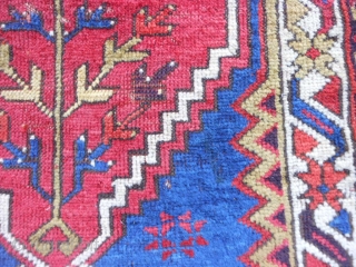 Turkish Bergamo Yastick, late 19th century, 2 x 3-3 (.61 x .99), rug was hand washed, floppy handle, good pile, browns browns oxidized, 6 small holes/tears on weak left edge, end loss  ...