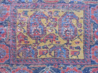 Persian Afshar Bag face, late 19th century, 1-7 x 1-8 (.48 x .51), rug was hand washed, saturated colors, great orange, green, gold, floppy handle, slight moth damage, 2 inch soumac piece  ...