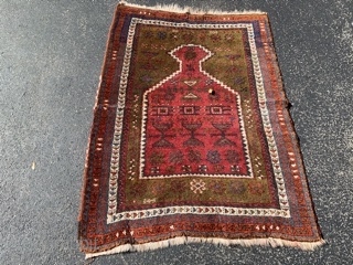 Turkish Prayer rug,  early 20th century,  3-2 x 4-2 (97 x 127),  very good condition,  full pile,  fine weave,  very nice side bindings,  rug was  ...