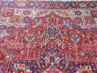 Persian Heriz, circa 1920, 9-9 x 12-7 (2.97 x 3.84), very good condition, original edges and ends, ends have been overcast, rug is clean, great size - small 10 x 13, good  ...