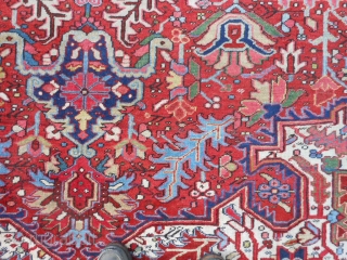 Persian Heriz, circa 1920, 9-9 x 12-7 (2.97 x 3.84), very good condition, original edges and ends, ends have been overcast, rug is clean, great size - small 10 x 13, good  ...