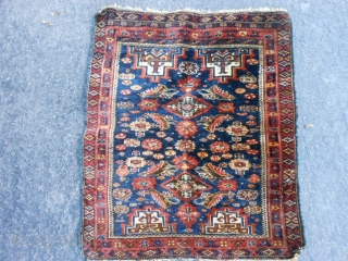 Persian Baluch, late 19th century, 1-10 x 2-2 (.56 x .66), rug was hand washed, good pile, very good condition, silk highlights, minor side loss - wrapped over, fine weave, browns oxidized,  ...