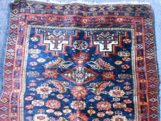 Persian Baluch, late 19th century, 1-10 x 2-2 (.56 x .66), rug was hand washed, good pile, very good condition, silk highlights, minor side loss - wrapped over, fine weave, browns oxidized,  ...