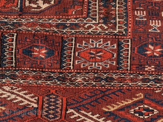 Tekke Turkoman, late 19th century, 4-2 x 5-7 (127 x 170), rug was hand washed, even low, small animals in border, plus shipping.          