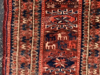 Tekke Turkoman, late 19th century, 4-2 x 5-7 (127 x 170), rug was hand washed, even low, small animals in border, plus shipping.          