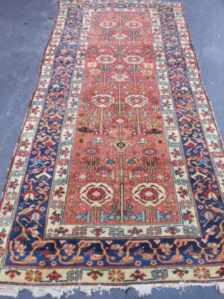 North West Persian, Kurdish, late 19th century, 4-8 x 9-9 (1.42 x 2.97), good condition, good pile, one end complete with parts of original selvage, other end missing two lines and overcast,  ...