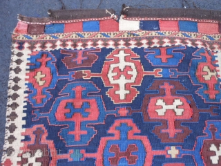 Persian Veramin Kilim bag, late 19th century, 2-1 x 2-4 (.64 x .71), good condition, slit taperstry weave, needs wash, see last pic back was shortened by 2 inches, plus shipping.  