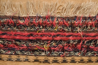 Kordi Sofreh Kilim, Late 19th century.  Camel wool field.  Wonderful workmanship on the ends.  85 x 152 cm            