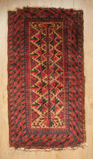 Baluch balisht face, 19th century. Camel wool in the field and two camels on the top and bottom ends flanking the tree of life. Excellent, rich colors and soft wool. 48 x  ...