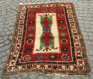Lori Pambak rug, early 20th century. 1917 according to the date inscibed but it has an older look and feel. A gorgeous example of the type with a wonderful green and silky  ...