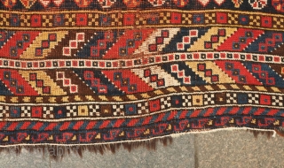 Lori tribal rug, 19th century. The border has a wonderful feeling of movement created by the alternating colors. The colors are all natural dyes. It has some slight wear in the field  ...