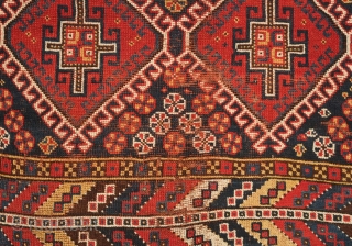 Lori tribal rug, 19th century. The border has a wonderful feeling of movement created by the alternating colors. The colors are all natural dyes. It has some slight wear in the field  ...