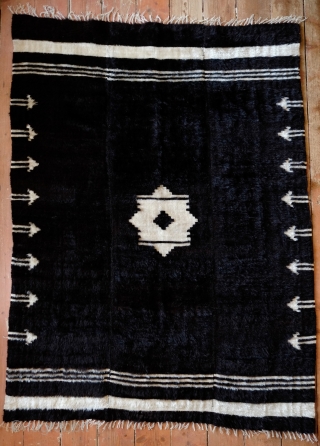Siirt Rug/Blanket, Early 20th Century.  Good pile.  Wonderful central 8-pointed star surrounded by arrows along the sides.  Woven in three panels.  127 x 173 cm.    