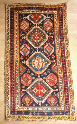 Lori Rug, Late 19th century. Pole medallion design in mostly saturated natural dyes. Very soft wool. In very good condition. The medallions bear dots all along the borders similar to those in  ...