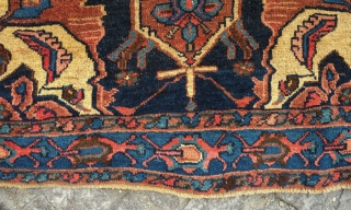 Bijar rug, late 19th century. This is a village rug with a tribal feel. Excellent border. 120 x 190 cm             