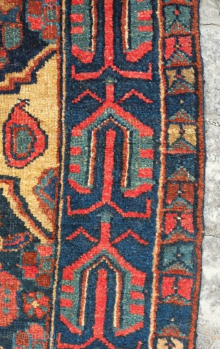 Bijar rug, late 19th century. This is a village rug with a tribal feel. Excellent border. 120 x 190 cm             