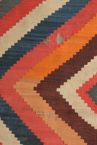 Qashqa'i kilim, 19th/early 20th century. Evocative concentric diamonds in variegated natural dyes. An abstract work of art.  Playfully place small diamond motifs. Some small areas of wear shown in the images.  ...